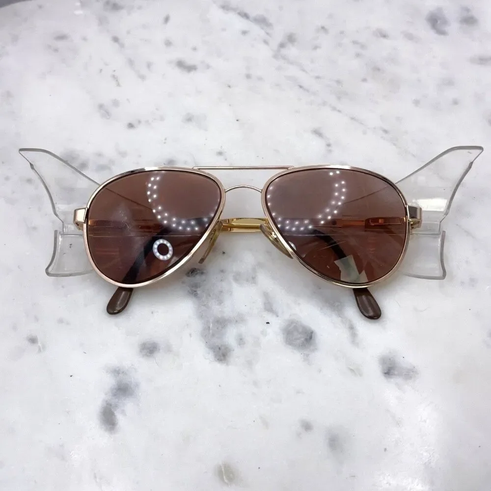 Vintage AO Safety EX 747 American Optical Z87-2 Gold Sunglasses Frames Only 145
